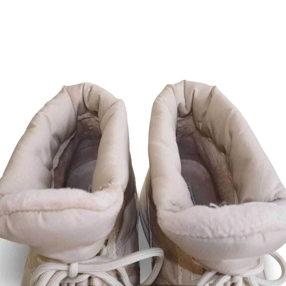 Eddie Bauer Balasana Womens 8M Winter Snow Boots Quilted Faux Fur Lined Beige